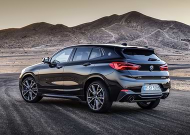 Black BMW X2 in Desert Landscape