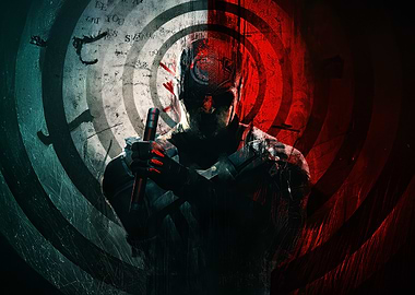 Dark Warrior with Weapon and Target