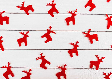 Red Reindeer on White Wood