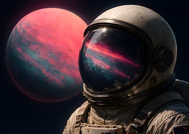 Astronaut in Space with Planet
