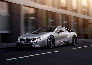 Silver BMW i8 on the Road