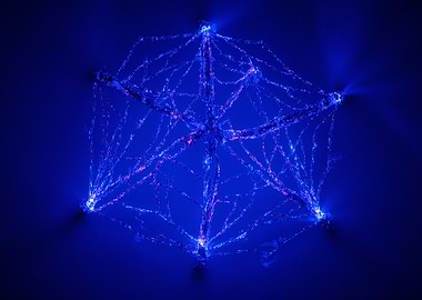 Blue Illuminated Spider Web Decoration