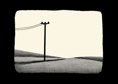 Monochrome Power Pole Landscape