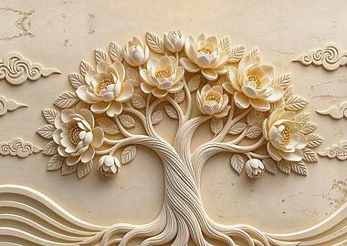 Floral Tree Relief Art
