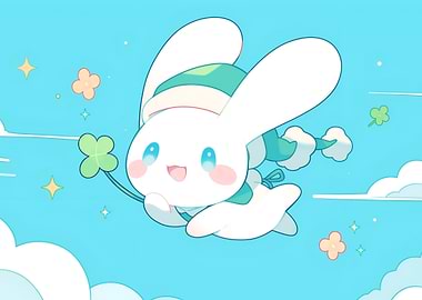 Cinnamoroll flying with clover