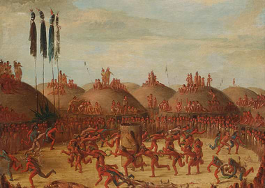 Native American Ball Game Painting by george catlin
