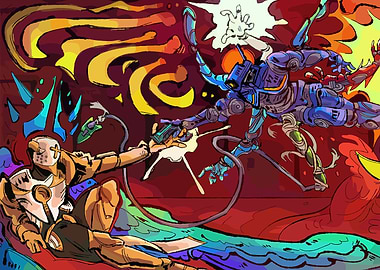 Robotic Duel in Ultrakill Abstract Setting