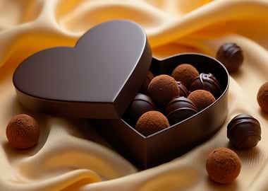Chocolate Truffles in Heart-Shaped Box