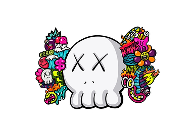 KAWS-Inspired Skull with Doodle Art