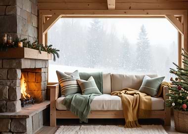 Cozy Winter Cabin Interior Scene