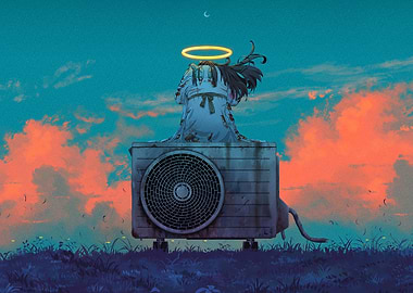 Anime Girl on Air Conditioner