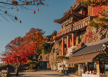 Autumn Mountain Temple in South Korea