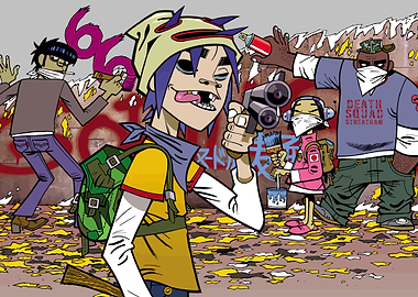 Gorillaz Band Cartoon Graffiti Art