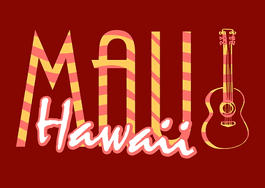 Maui Hawaii Guitar Graphic Art