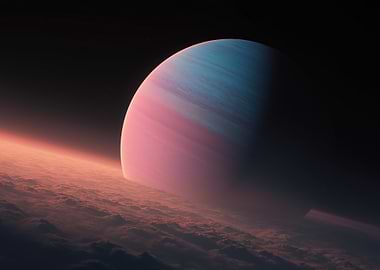 Pink and Blue Exoplanet View