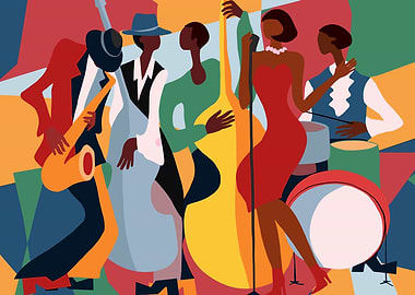 Jazz Band Colorful Abstract Illustration