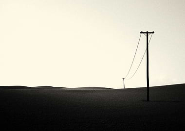 Monochrome Landscape with Telephone Poles