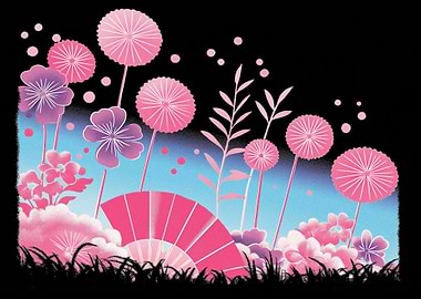 Pink and Purple Floral Illustration