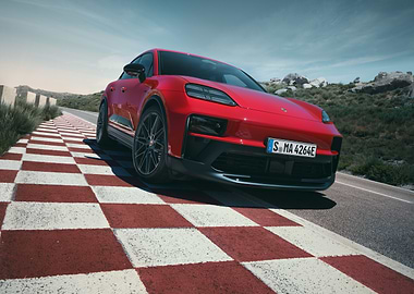 Red Porsche Macan EV Dynamic