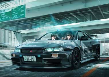 Anime Police Car Chase Scene
