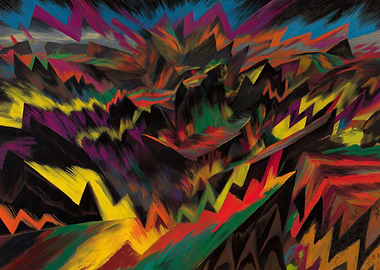 Abstract Zigzag Landscape Painting