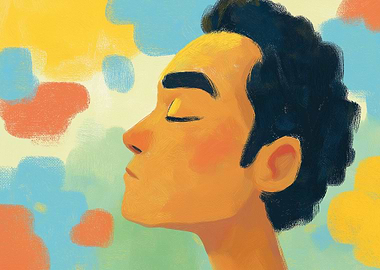 Man in profile with eyes closed