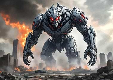 Giant Robot Destroyed Cityscape