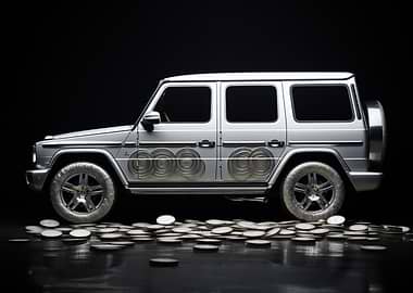 Silver SUV with Coins