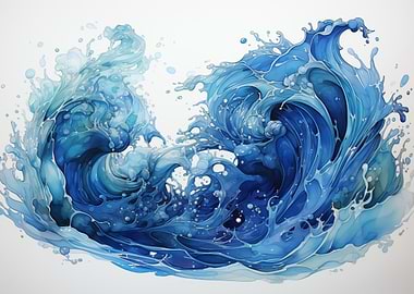 Blue Watercolor Wave