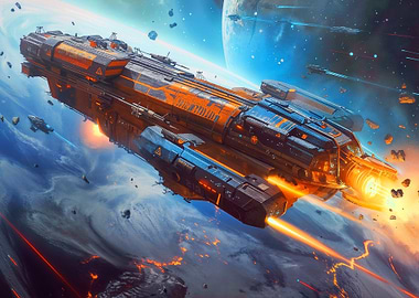 Futuristic Spaceship in Orbit