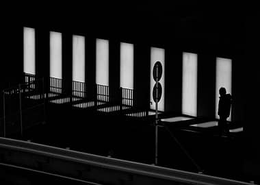 Monochrome Silhouette with Light and Shadow