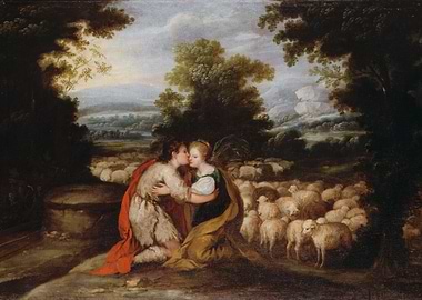 Pastoral Scene with Kissing Couple