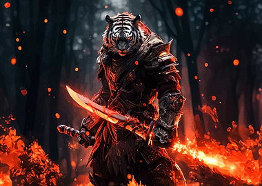 Tiger Warrior Flaming Sword