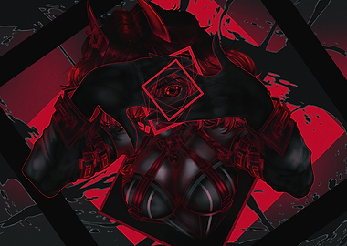 Dark Red and Black Abstract Portrait