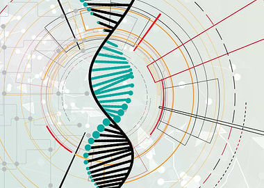 DNA Helix with Abstract Technology Background