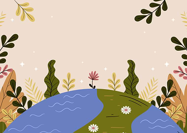 Cartoon Earth with Floral Border