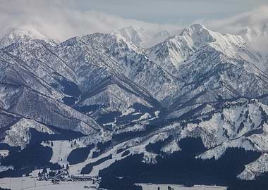 Snowy Mountain Range Landscape