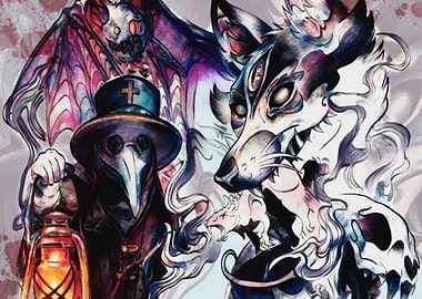 Plague Doctor and Spectral Wolf