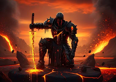 Lava Knight with Fiery Sword
