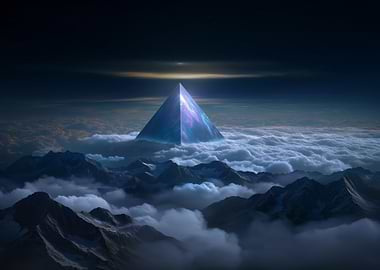 Celestial Pyramid Above Mountains and Clouds