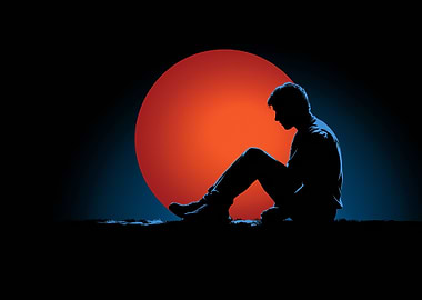 Silhouette of a Person Against Sunset