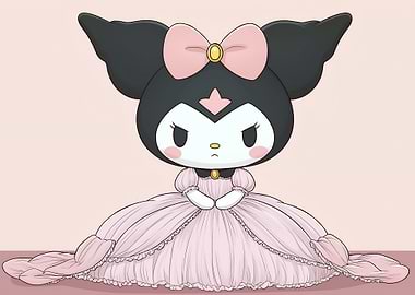 Kuromi in a pink dress