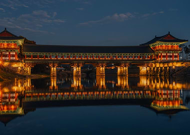 Woljeonggyo Bridge by night in Gyeongju, South Korea