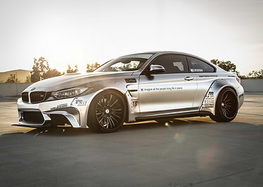 Silver BMW M4 with custom bodykit