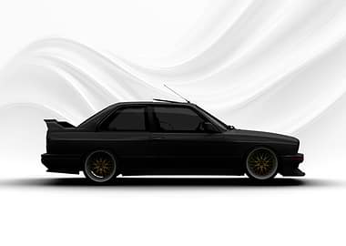 Black BMW E30 with Gold Rims