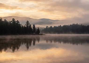 Misty Lake at Sunrise