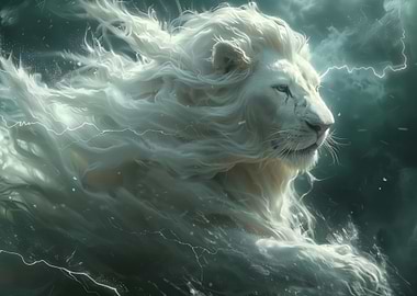 White Lion in Storm