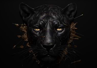 Panther with Golden Cracks