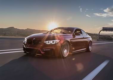 Red BMW M4 on the Road