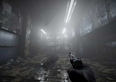 Total Chaos Gun in a Foggy, Abandoned Building